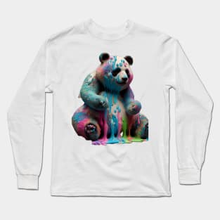 Colour Paint Splatter Panda Long Sleeve T-Shirt